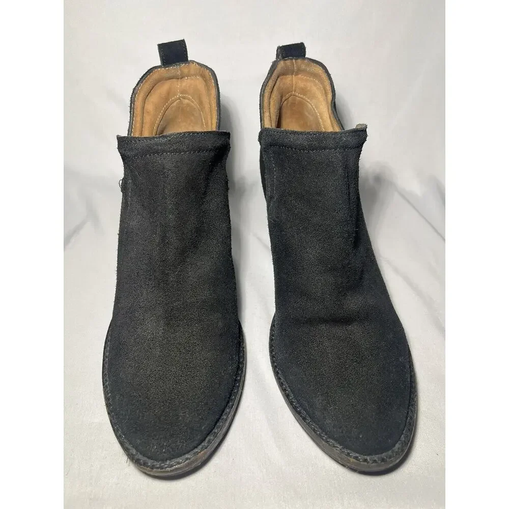 Jeffrey Campbell Boots 8.5 Ankle Burman Split Shaft Black Suede Block Heel‎